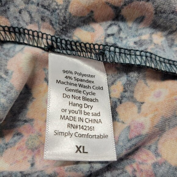 Lularoe Extra Large Orange Red Floral Round Neck Shortsleeve Tunic T-Shirt - Picture 9 of 9